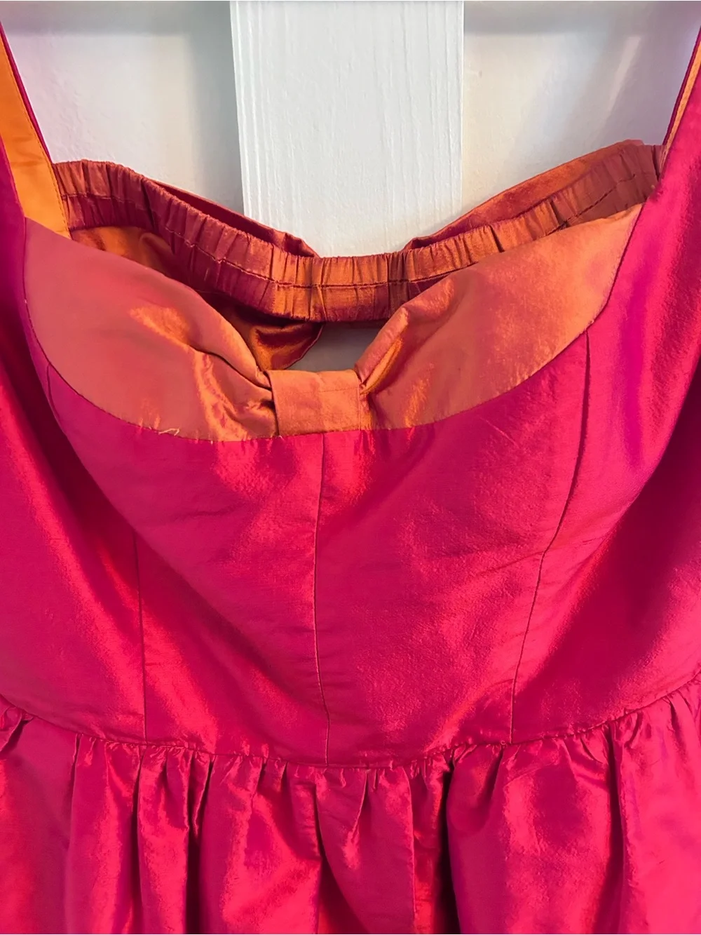 Phoebe Couture Silk Bow Back Cocktail Dress Pink Orange Size 8